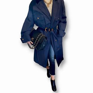Vintage CHANEL Navy belted trench coat circa 1980